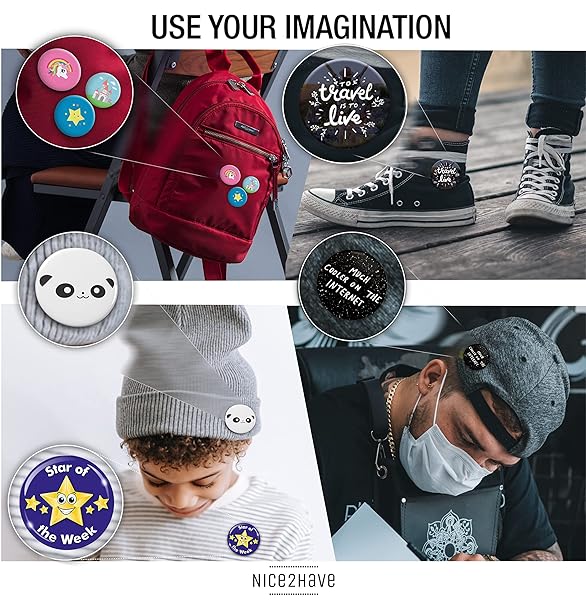 nice2have Nice2Have Button Maker Machine 2.25 inch with 100 Buttons 5 Bottle Openers 5 Fridge Magnets and 500 Free Designs Installation Free Pin Maker - View 7 of 7