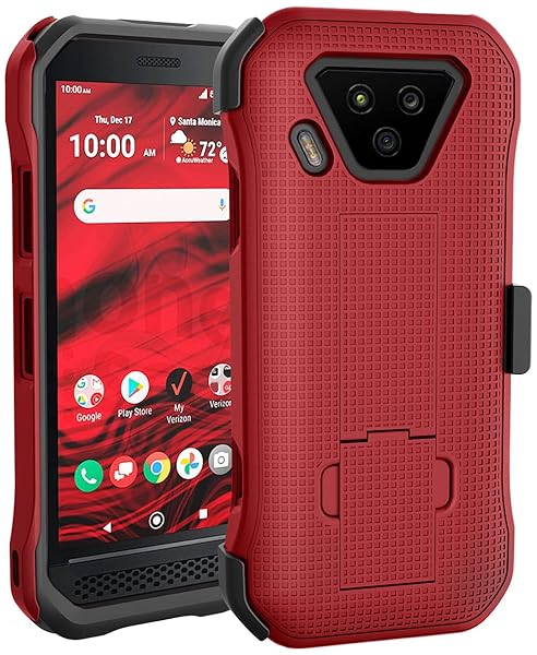 Nakedcellphone Kyocera DuraForce Ultra 5G UW Case with Kickstand & Belt Clip - Nakedcellphone Combo in Red - View 4 of 11