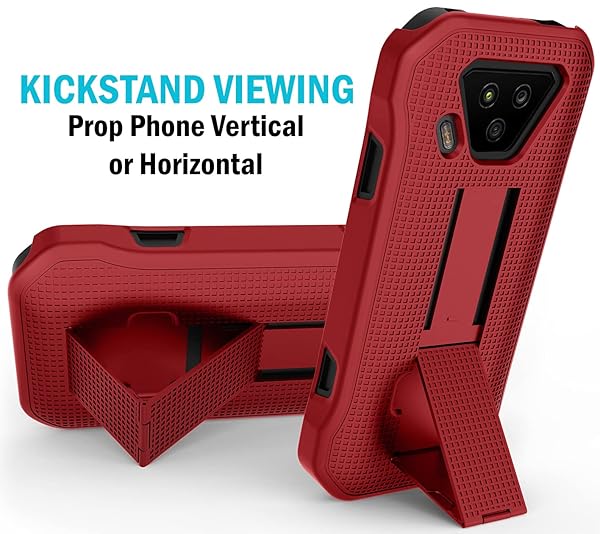 Nakedcellphone Kyocera DuraForce Ultra 5G UW Case with Kickstand & Belt Clip - Nakedcellphone Combo in Red - View 5 of 11