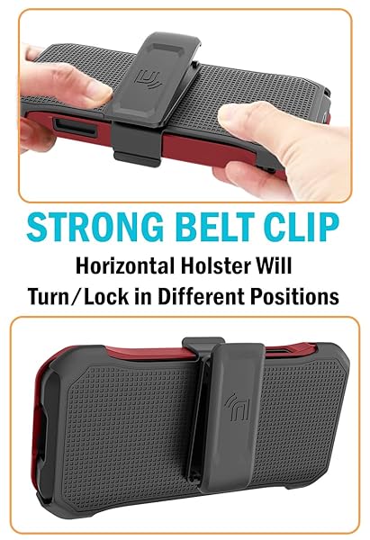 Nakedcellphone Kyocera DuraForce Ultra 5G UW Case with Kickstand & Belt Clip - Nakedcellphone Combo in Red - View 7 of 11