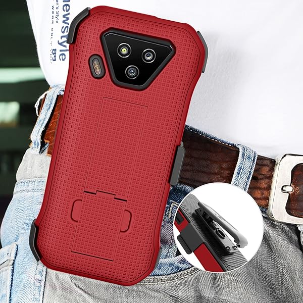Nakedcellphone Kyocera DuraForce Ultra 5G UW Case with Kickstand & Belt Clip - Nakedcellphone Combo in Red - View 9 of 11