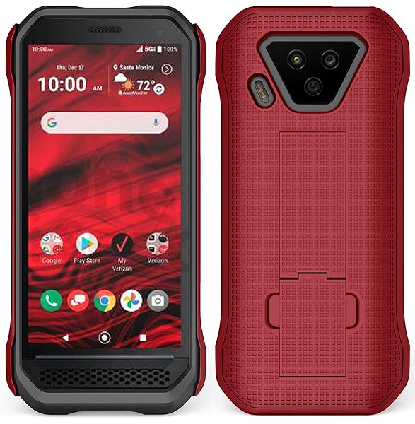 Nakedcellphone Kyocera DuraForce Ultra 5G UW Case with Kickstand & Belt Clip - Nakedcellphone Combo in Red - View 10 of 11