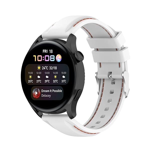 Chofit Chofit 22MM Silicone Replacement Wristband Strap 3 Pack for Huawei Watch GT2 GT2 Pro GT2e GT Active Watch 3 Watch 3 Pro Black Gray White - View 8 of 10