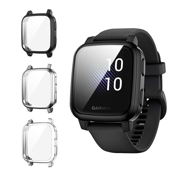 Suoman Suoman 3-Pack Screen Protector & TPU Bumper Case for Garmin Venu Sq & Venu Sq Music - Full Coverage Protection