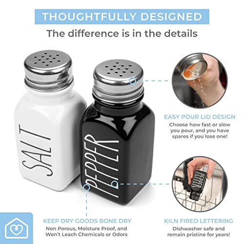 Heartland Home Heartland Home Farmhouse Ceramic Salt and Pepper Shakers Set 100 Percent Stoneware with Extra Lids for Kitchen Use - View 4 of 10