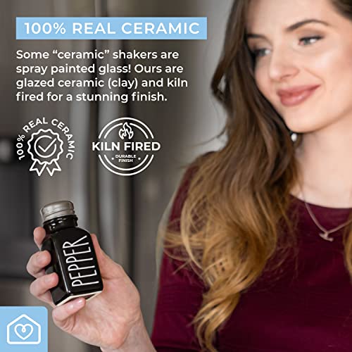 Heartland Home Heartland Home Farmhouse Ceramic Salt and Pepper Shakers Set 100 Percent Stoneware with Extra Lids for Kitchen Use - View 6 of 10