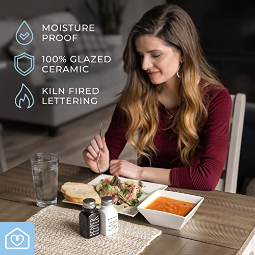 Heartland Home Heartland Home Farmhouse Ceramic Salt and Pepper Shakers Set 100 Percent Stoneware with Extra Lids for Kitchen Use - View 7 of 10