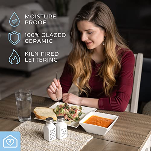 Heartland Home Heartland Home Farmhouse Ceramic Salt and Pepper Shakers Set 100 Percent Stoneware Kitchen Essential with Extra Lids White Shaker Set - View 7 of 10