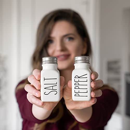 Heartland Home Heartland Home Farmhouse Ceramic Salt and Pepper Shakers Set 100 Percent Stoneware Kitchen Essential with Extra Lids White Shaker Set - View 8 of 10