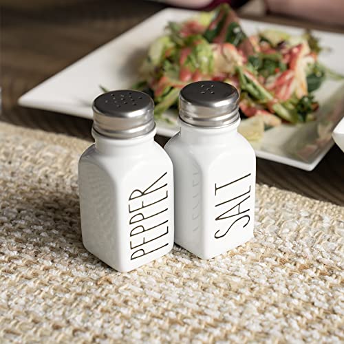 Heartland Home Heartland Home Farmhouse Ceramic Salt and Pepper Shakers Set 100 Percent Stoneware Kitchen Essential with Extra Lids White Shaker Set - View 9 of 10