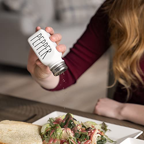 Heartland Home Heartland Home Farmhouse Ceramic Salt and Pepper Shakers Set 100 Percent Stoneware Kitchen Essential with Extra Lids White Shaker Set - View 10 of 10