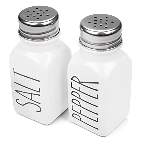 Heartland Home Heartland Home Farmhouse Ceramic Salt and Pepper Shakers Set 100 Percent Stoneware Kitchen Essential with Extra Lids White Shaker Set