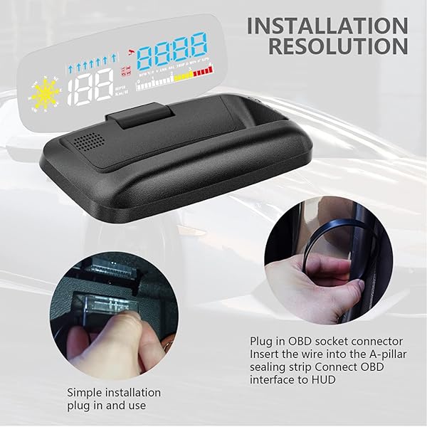 wiiyii Wiiyii Car HUD C5: OBDII & GPS Scanner for Speed, Fuel, Fault Codes - Universal Compatibility - View 10 of 10