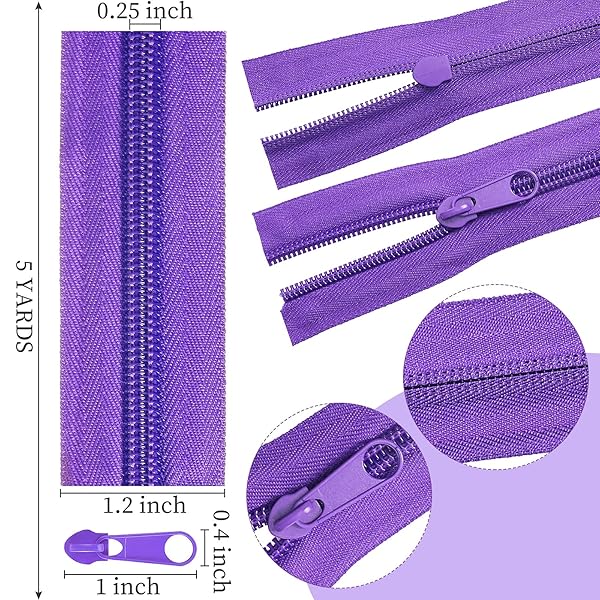 Syhood 35 Yards Assorted Colors Nylon Coil Zippers with 70 Zipper Sliders for DIY Sewing and Tailoring Craft Supplies - View 3 of 7