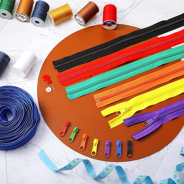 Syhood 35 Yards Assorted Colors Nylon Coil Zippers with 70 Zipper Sliders for DIY Sewing and Tailoring Craft Supplies - View 5 of 7