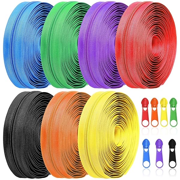 Syhood 35 Yards Assorted Colors Nylon Coil Zippers with 70 Zipper Sliders for DIY Sewing and Tailoring Craft Supplies - View 2 of 7