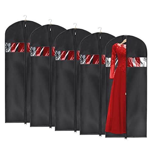 Univivi Univivi Garment Bag Suit Bag for Travel and Storage 60 Inches Lightweight Washable Set of 5 Anti-Moth Protector for Dresses Suits Coats
