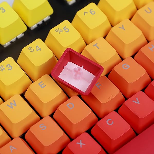 YMDK YMDK Double Shot 108 Dyed PBT Rainbow Carbon Sunset Keycap for MX Switches Mechanical Keyboard Yellow Red Gradient Only Keycap - View 3 of 9