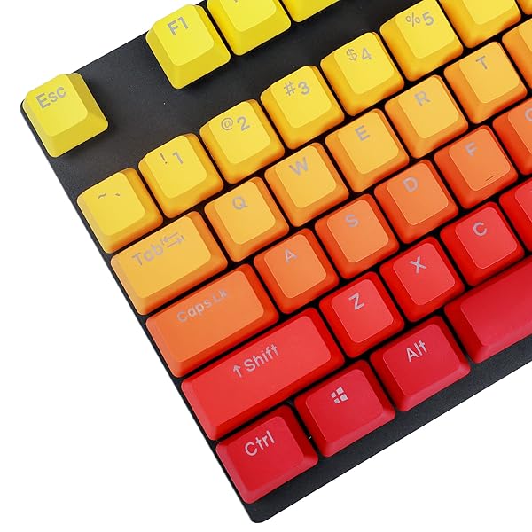 YMDK YMDK Double Shot 108 Dyed PBT Rainbow Carbon Sunset Keycap for MX Switches Mechanical Keyboard Yellow Red Gradient Only Keycap - View 4 of 9