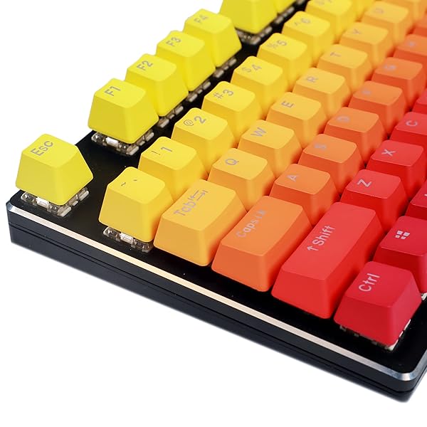 YMDK YMDK Double Shot 108 Dyed PBT Rainbow Carbon Sunset Keycap for MX Switches Mechanical Keyboard Yellow Red Gradient Only Keycap - View 6 of 9