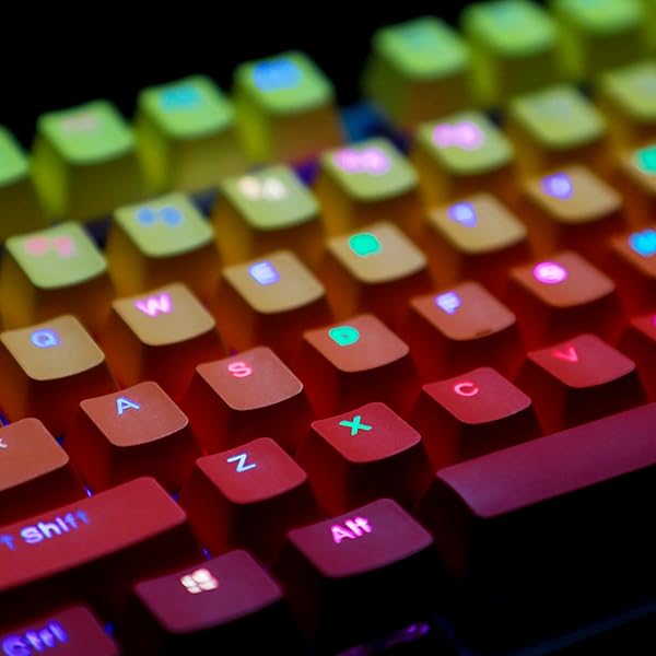 YMDK YMDK Double Shot 108 Dyed PBT Rainbow Carbon Sunset Keycap for MX Switches Mechanical Keyboard Yellow Red Gradient Only Keycap - View 8 of 9