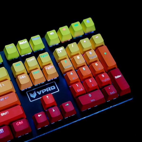 YMDK YMDK Double Shot 108 Dyed PBT Rainbow Carbon Sunset Keycap for MX Switches Mechanical Keyboard Yellow Red Gradient Only Keycap - View 9 of 9