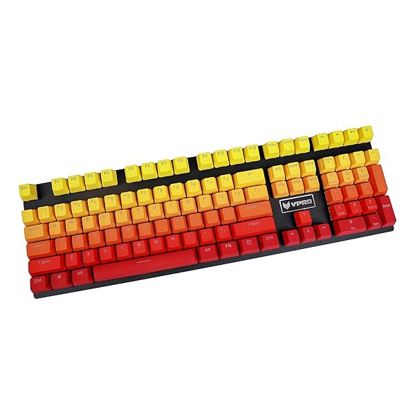 YMDK YMDK Double Shot 108 Dyed PBT Rainbow Carbon Sunset Keycap for MX Switches Mechanical Keyboard Yellow Red Gradient Only Keycap