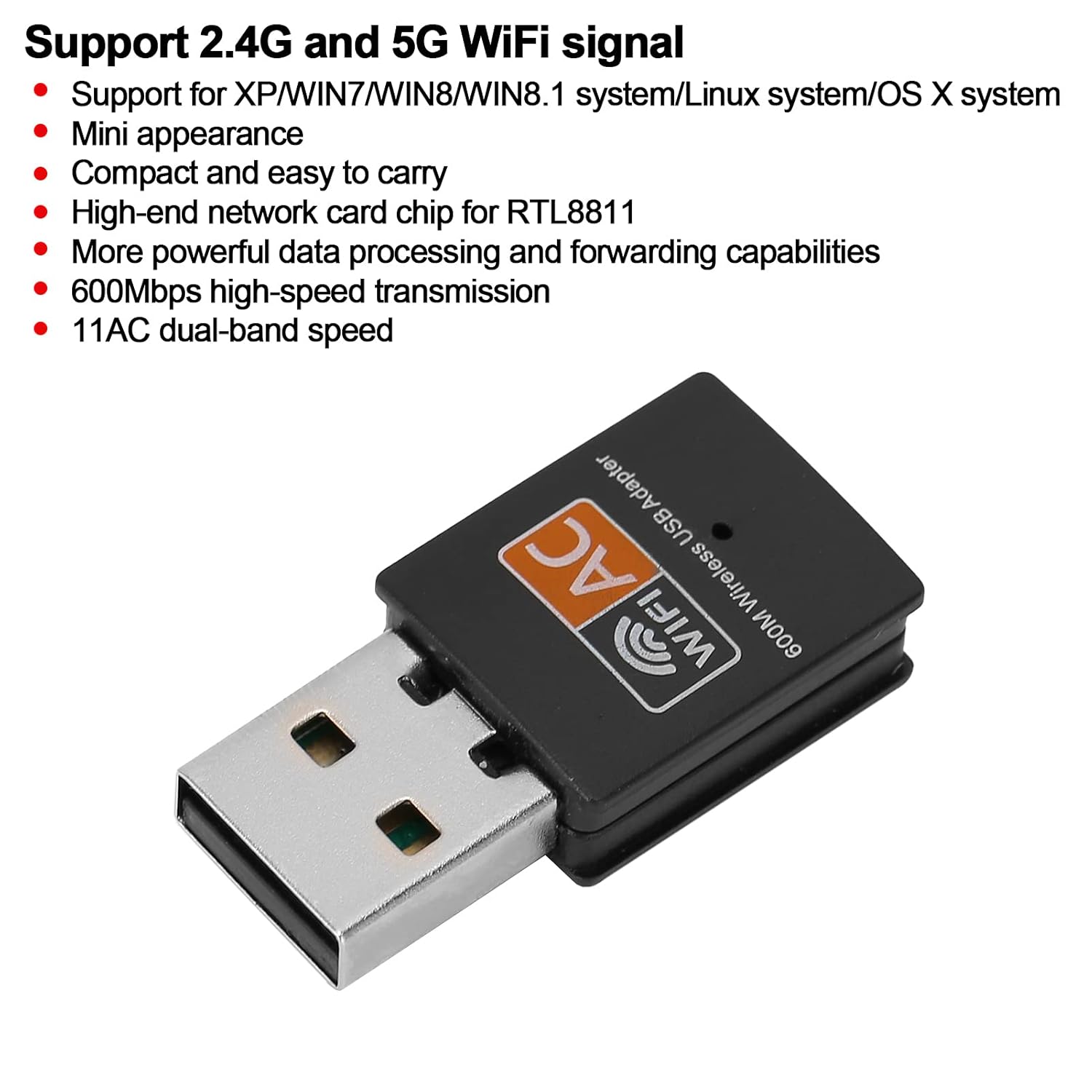Zopsc-1 Dual Band 5Ghz 2.4Ghz USB Network Card Adapter for Windows with 8811 Chip High Speed External Receiver - View 6 of 9