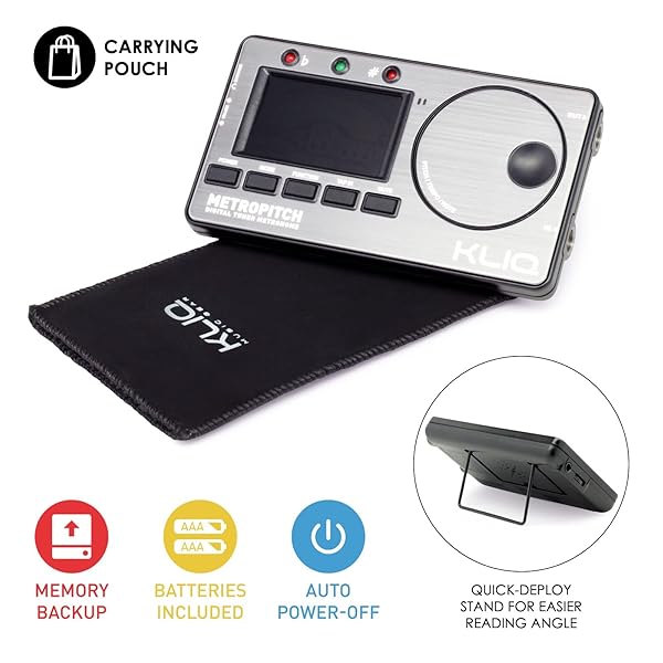 KLIQ Music Gear KLIQ MetroPitch: Versatile Metronome Tuner for Guitar, Bass, Violin & Ukulele - Chromatic Modes in Pewter Grey - View 6 of 11