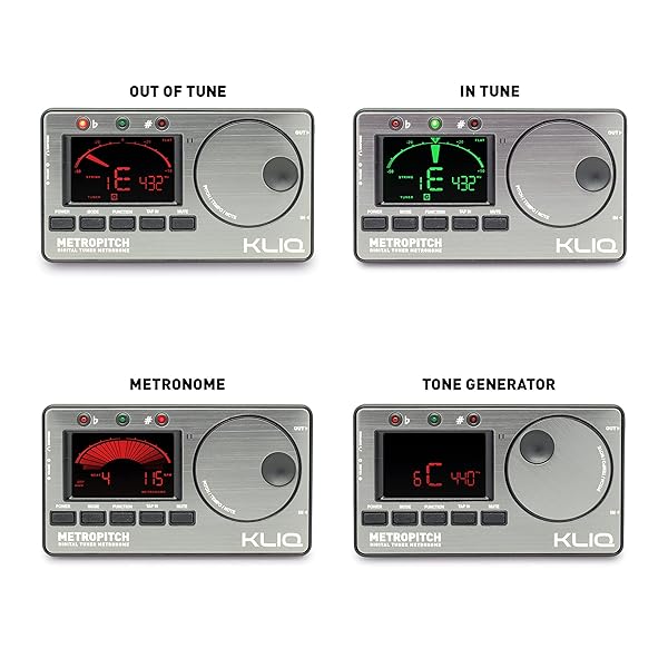 KLIQ Music Gear KLIQ MetroPitch: Versatile Metronome Tuner for Guitar, Bass, Violin & Ukulele - Chromatic Modes in Pewter Grey - View 8 of 11