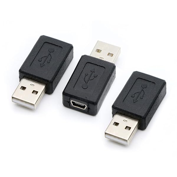RGZHIUHFZ 3 Pack USB 2.0 A Male to Mini B 5 Pin Female Adapter - Fast & Reliable Converter