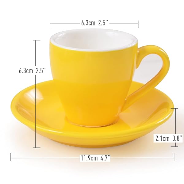 ionEgg ionEgg Yellow Porcelain Espresso Cup with Saucer 80ml 2.7Oz Perfect for Espresso Shots - View 3 of 5