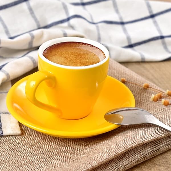 ionEgg ionEgg Yellow Porcelain Espresso Cup with Saucer 80ml 2.7Oz Perfect for Espresso Shots - View 5 of 5