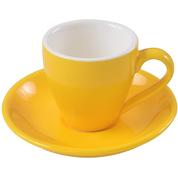 ionEgg ionEgg Yellow Porcelain Espresso Cup with Saucer 80ml 2.7Oz Perfect for Espresso Shots