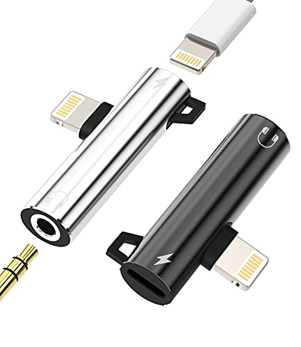 Lightning to 3.5mm Headphone Adapter & Charging Dongle for iPhone 11, 12, 13, XS, XR, iPad - Earbud Splitter Cable