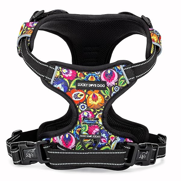 Lucky Love Dog Lucky Love No Pull Dog Harness Adjustable Easy to Walk Cute Patterned for Small Medium Large Dogs Blackbird XS