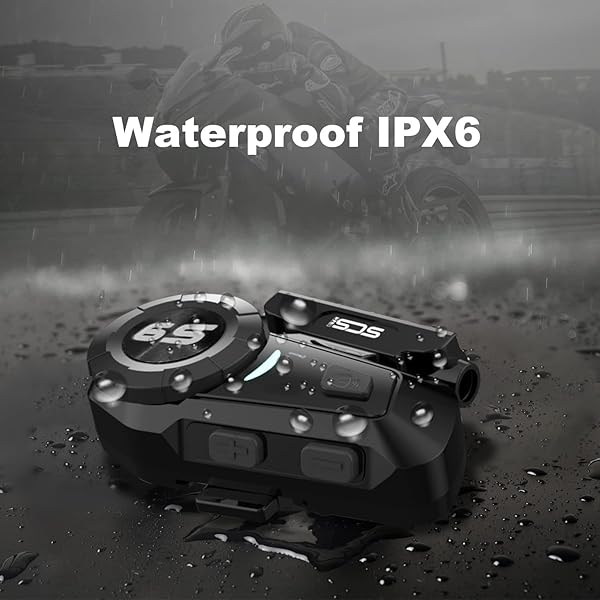 SCSETC SCSETC S-9 Bluetooth Motorcycle Helmet Headset: 2000m Intercom, CVC Noise Cancellation, Handsfree & HD Music - 2 Pack - View 7 of 9