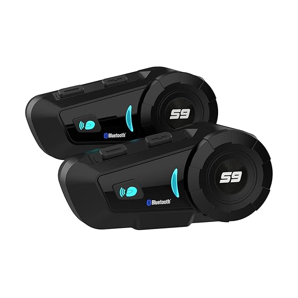 SCSETC SCSETC S-9 Bluetooth Motorcycle Helmet Headset: 2000m Intercom, CVC Noise Cancellation, Handsfree & HD Music - 2 Pack
