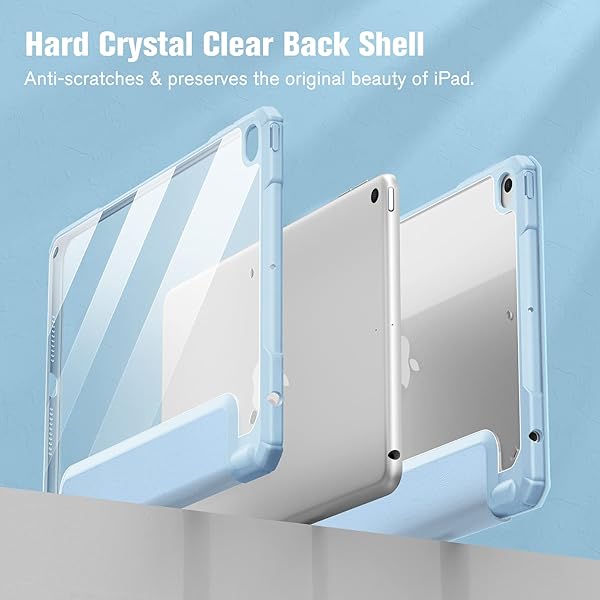 FINTIE Fintie Hybrid Slim Case for iPad Mini 5th and 4th Generation with Built-in Pencil Holder Shockproof Clear Back Shell Sky Blue - View 7 of 10
