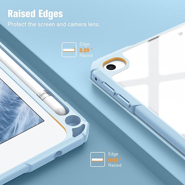 FINTIE Fintie Hybrid Slim Case for iPad Mini 5th and 4th Generation with Built-in Pencil Holder Shockproof Clear Back Shell Sky Blue - View 8 of 10