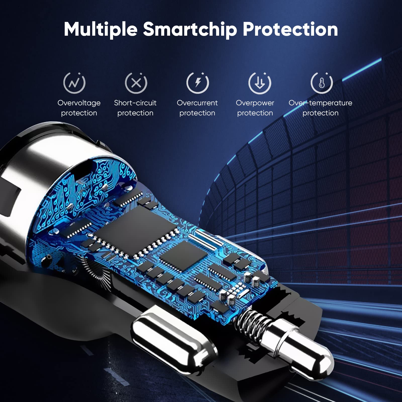 PowerLot USB C Car Charger Adapter 38W Multi Port Fast Charging for iPhone 14 13 12 iPad Air Pro S20 S10 Note 21 20 12V Cigarette Lighter Plug - View 5 of 6