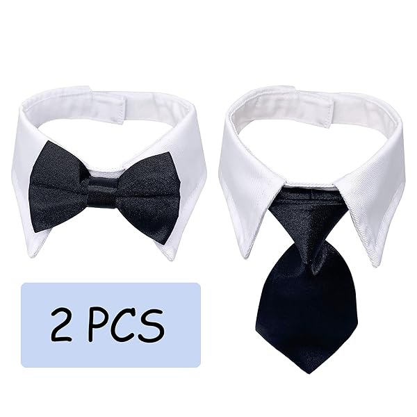 Casidoxi Casidoxi Cat Dog Tuxedo Collar Bow Tie for Pets Perfect for Birthdays Weddings and Easter Adjustable Neck Size 11.4 to 14.2 Inches - View 5 of 8