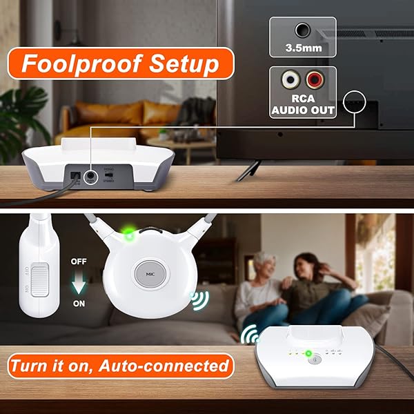 Holdsound Wireless Headphones for TV 24GHz Voice Highlighting Easy Pair 100ft Range with 2 Batteries Ideal for Seniors - View 5 of 9