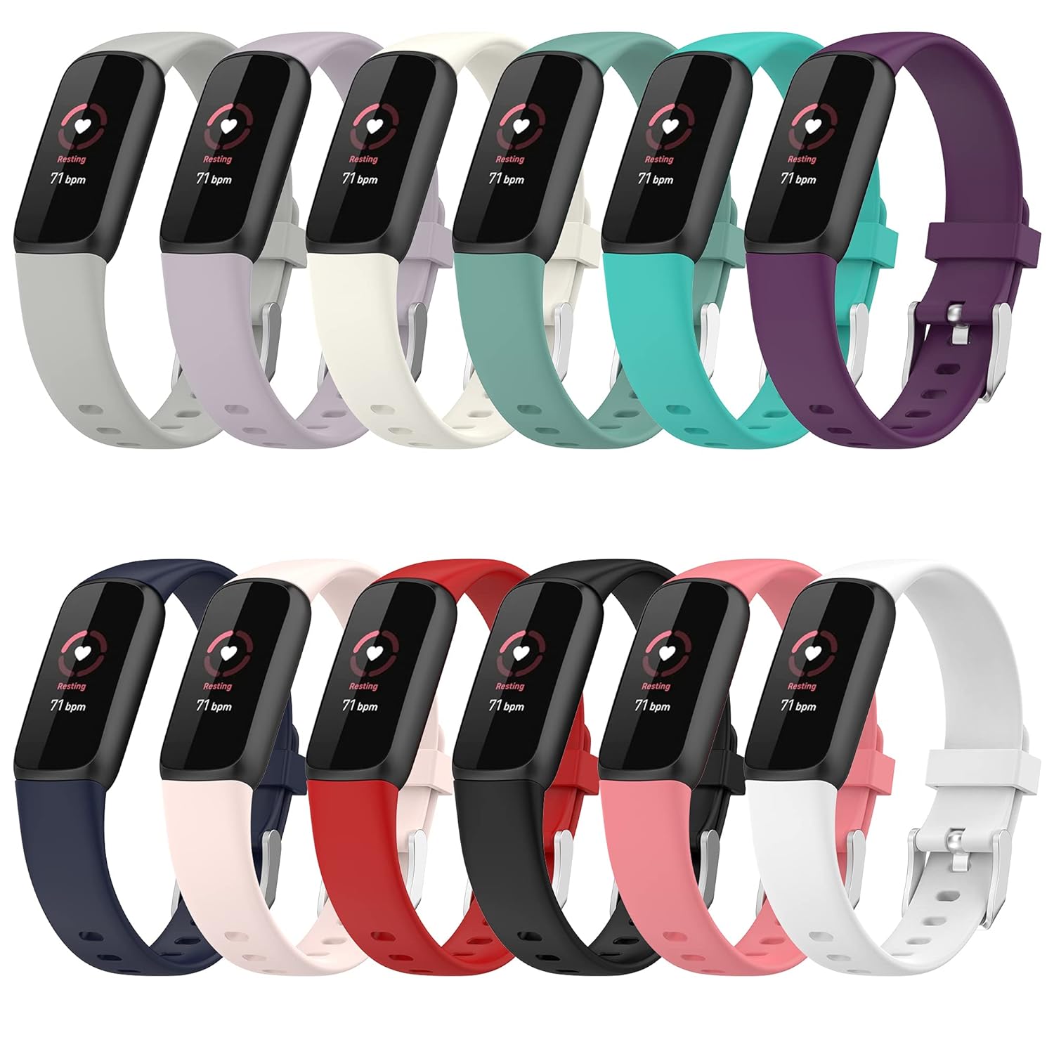 E ECSEM Soft Silicone Sport Straps for Fitbit Luxe Bands Waterproof Quick Release Wristbands Large Size Available in 12 Colors Fitness Tracker Accessories