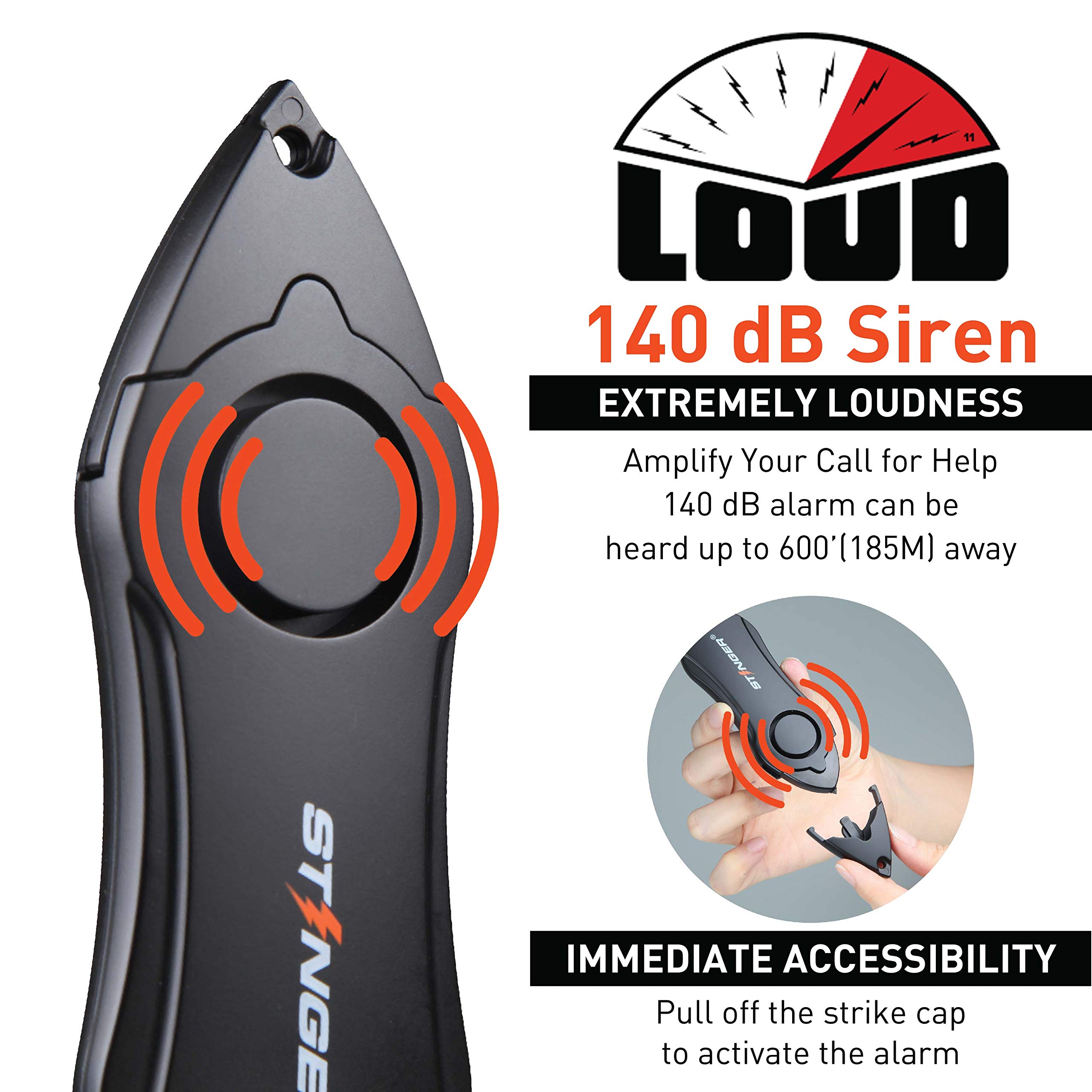 Stinger Stinger Personal Alarm Keychain Set with Safety Panic Alarm Siren Seatbelt Cutter Window Breaker and More in Pink Marble - View 4 of 9