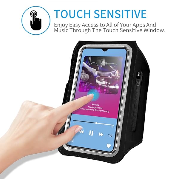 HAISSKY Water Resistant Running Armband with Earphone Bag for iPhone 14 13 12 Pro Galaxy S21 S20 Fits 6.4 inch Phone with Zipper Slot for Keys - View 5 of 9