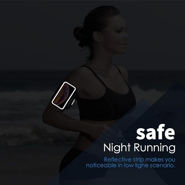 HAISSKY Water Resistant Running Armband with Earphone Bag for iPhone 14 13 12 Pro Galaxy S21 S20 Fits 6.4 inch Phone with Zipper Slot for Keys - View 9 of 9