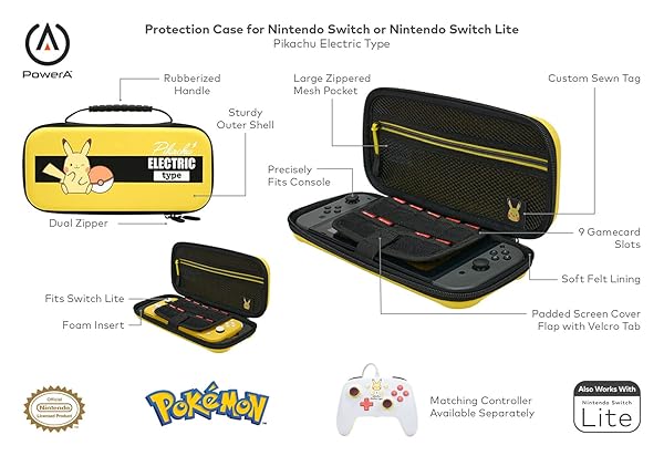 PowerA PowerA Protection Case for Nintendo Switch Lite Pikachu Electric Type Gaming Console Case - View 3 of 10