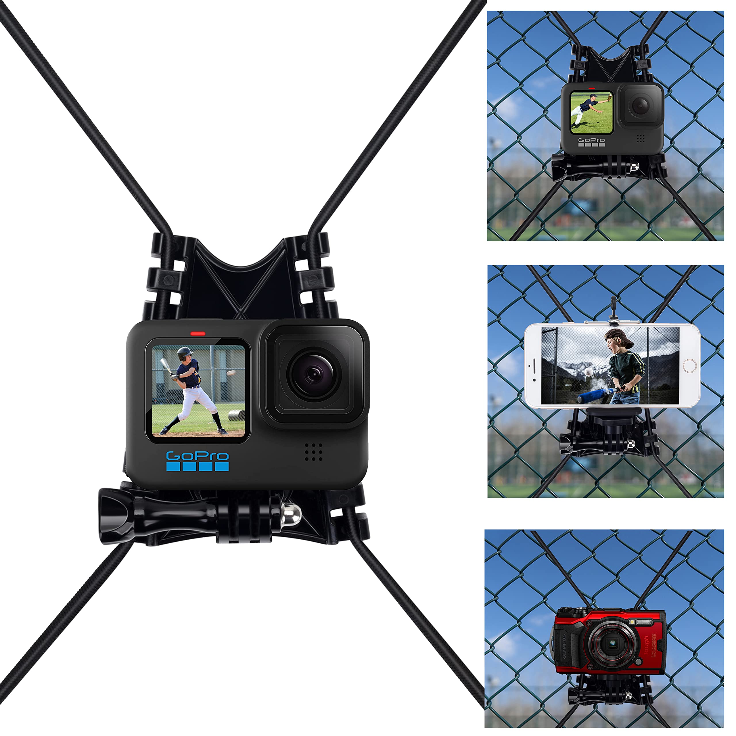 Suptig Suptig Net Fence and Tree Pole Mounts for GoPro Hero 13-3 DJI Osmo AKASO Phones and Digital Cameras