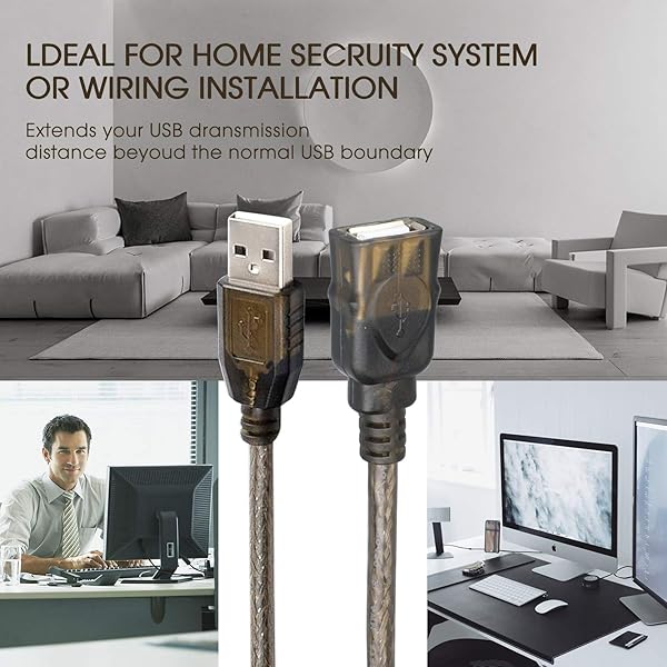GGMTY 50FT USB Extension Cable GGMTY USB 2.0 Type A Male to Female Active Repeater High Speed 480 Mbps for Enhanced Connectivity - View 8 of 8